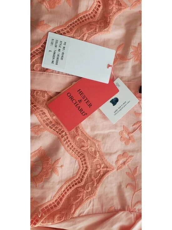 NWT HESTER & ORCHARD EMBROIDERED FLORAL BUTTON DOWN TOP BLOUSE MANDARIN LARGE - Picture 7 of 11